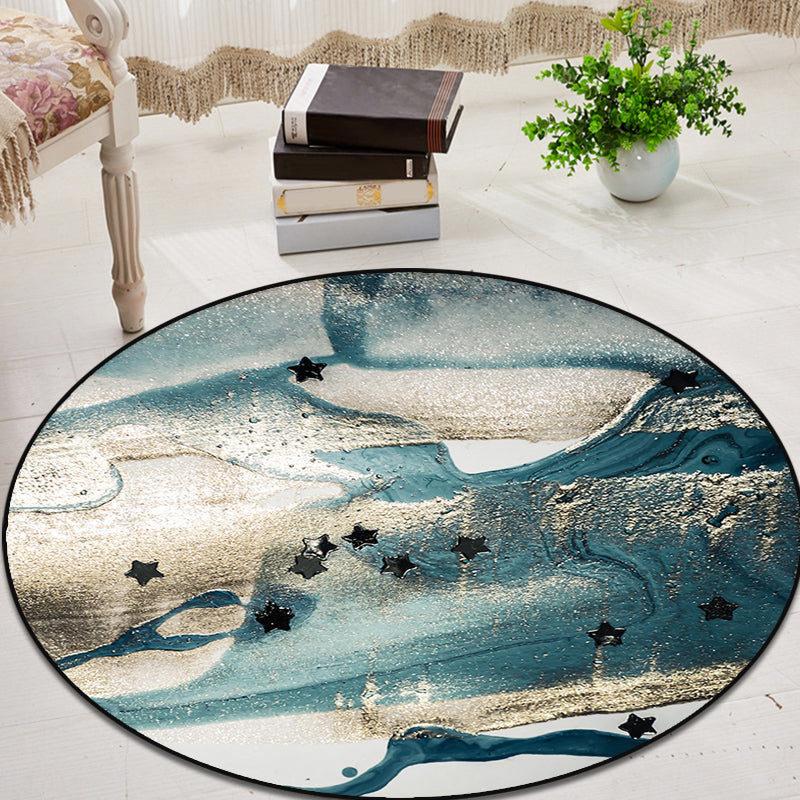 Blue industrial carpet polyester abstract star pattern carpet pet-friendly washable non-slip carpet for the bedroom