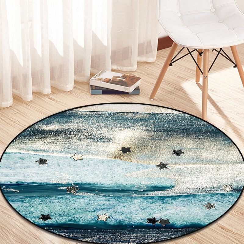Blue industrial carpet polyester abstract star pattern carpet pet-friendly washable non-slip carpet for the bedroom