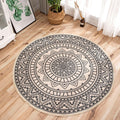 Moroccan Tribal Flower Pattern Carpet Multicolor Linen Carpet Non-Slip Pet-Friendly Washable Carpet for Bedroom