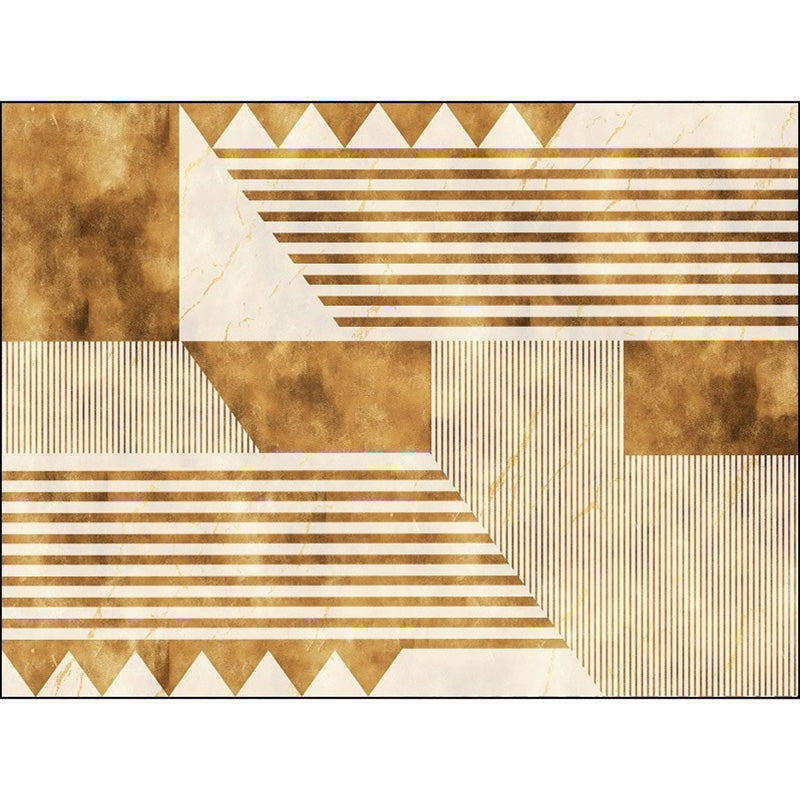Stylish geometric patterned rug with stripes Yellow Nordic rug Polyester Washable Non-slip Pet-friendly rug for the living room