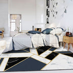 Modern geometric pattern rug with marble surface Black polypropylene rug Non-slip Pet-friendly Washable rug for the living room