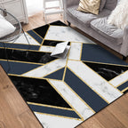 Modern geometric pattern rug with marble surface Black polypropylene rug Non-slip Pet-friendly Washable rug for the living room