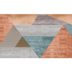 Orange modern carpet made of polypropylene, geometric and striped pattern, pet-friendly washable non-slip carpet for the living room