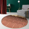 Modernist geometric rug with stripes orange chenille rug non-slip pet-friendly washable rug for the bedroom