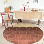 Modernist geometric rug with stripes orange chenille rug non-slip pet-friendly washable rug for the bedroom