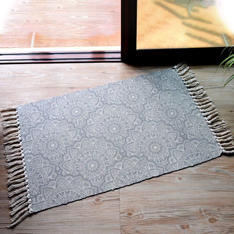 Stylish Tribal Pattern Rug Multicolor Moroccan Rug Cotton Washable Non-Slip Pet-Friendly Rug for Living Room