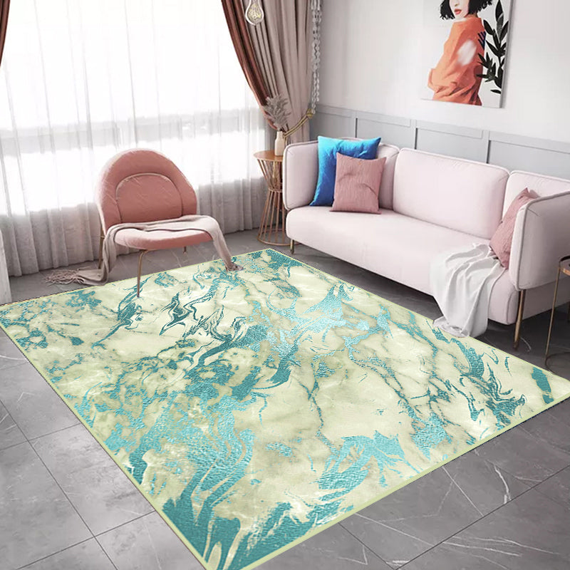 Green Abstract Area Carpet Polyester Modern Carpet Washable Non-slip Background Indoor Carpet for Decoration