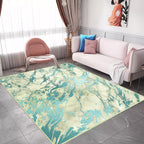 Green Abstract Area Carpet Polyester Modern Carpet Washable Non-slip Background Indoor Carpet for Decoration