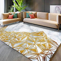 Golden geometric pattern rug polyester modern rug washable non-slip pet-friendly rug for the living room