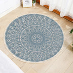 Multi Color Parlour Rug Moroccan Tribal Flower Pattern Rug Flax Washable Non-Slip Back Pet Friendly Area Rug
