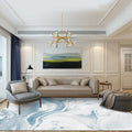 Modernist Decorative Carpet Blue Watercolor Pattern Carpet Polypropylene Washable Non-Slip Pet-Friendly Carpet