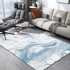 Modernist Decorative Carpet Blue Watercolor Pattern Carpet Polypropylene Washable Non-Slip Pet-Friendly Carpet