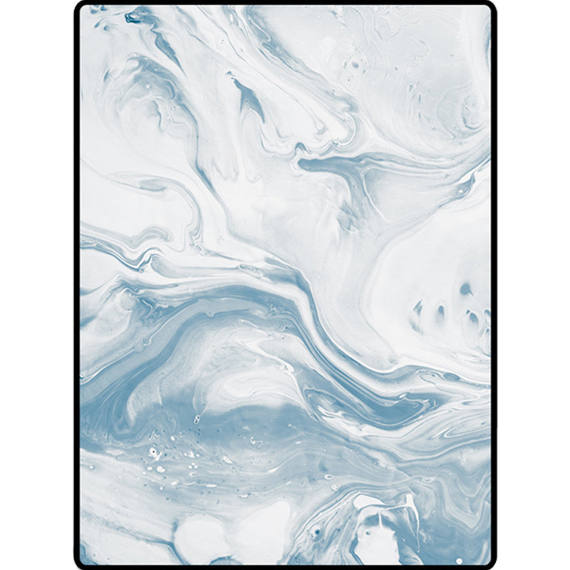 Modernist Decorative Carpet Blue Watercolor Pattern Carpet Polypropylene Washable Non-Slip Pet-Friendly Carpet