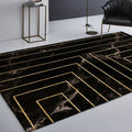 Black marble surface pattern carpet with stripes Polyester modern carpet washable non-slip backing carpet for decoration