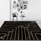 Black marble surface pattern carpet with stripes Polyester modern carpet washable non-slip backing carpet for decoration