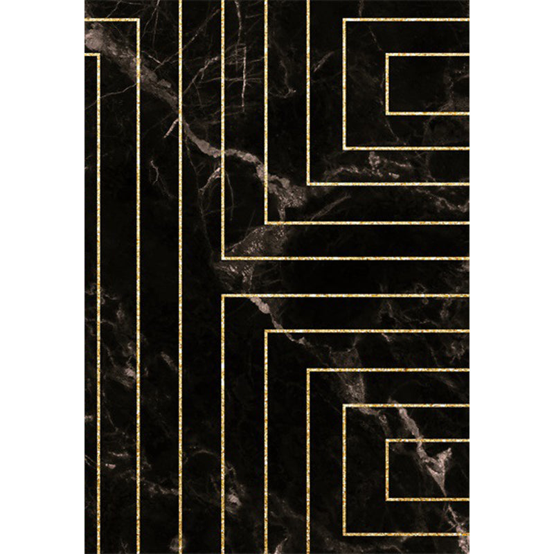 Black marble surface pattern carpet with stripes Polyester modern carpet washable non-slip backing carpet for decoration