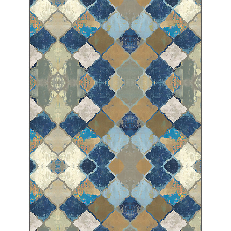 Multicolored Moroccan Carpet Polyester geometric ogee pattern carpet pet-friendly washable non-slip rug for the living room