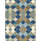 Multicolor Moroccan carpet polyester geometric ogee pattern rug pet-friendly washable non-slip rug for the living room