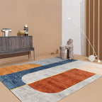 Orange-Red Modern Carpet Polyester Color Block Striped Pattern Carpet Pet-Friendly Washable Non-Slip Floor Mat for Home