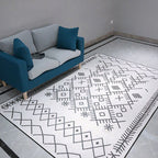 Light Gray Bedroom Rug Southwestern Tribal Geometric Pattern Rug Polypropylene Machine Washable Non-Slip Back Rug