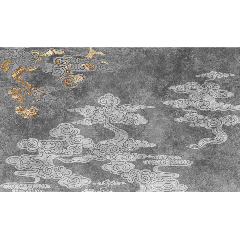 Oriental living room carpet Gray clouds pattern carpet Synthetic Washable Non-slip Pet friendly carpet