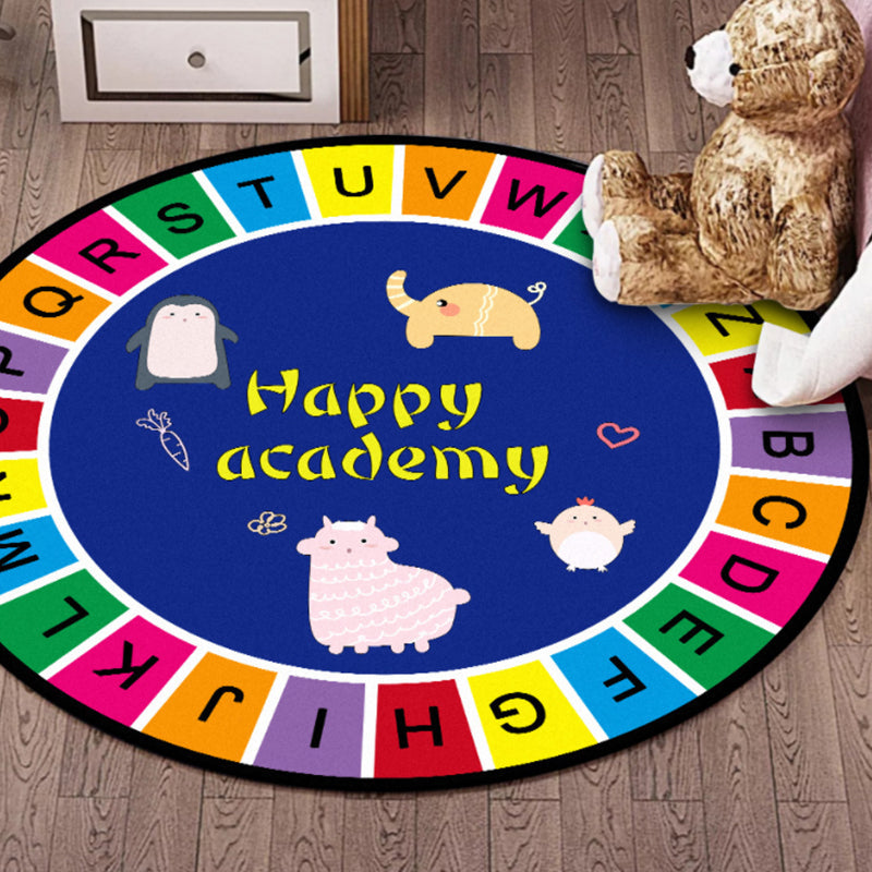 Multifunctional Cartoon Animal Pattern Carpet Polyester Kids Carpet Washable Non-Slip Pet-Friendly Rug for Bedroom