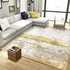Stylish Gold Modern Rug Synthetic Abstract Rug Non-Slip Pet-Friendly Washable Rug for the Living Room