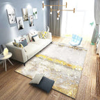Stylish Gold Modern Rug Synthetic Abstract Rug Non-Slip Pet-Friendly Washable Rug for the Living Room