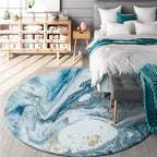 Simple Abstract Area Rug Green and Blue Modernist Carpet Polyester Non-Slip Pet-Friendly Washable Rug for the Living Room