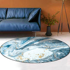 Simple Abstract Area Rug Green and Blue Modernist Carpet Polyester Non-Slip Pet-Friendly Washable Rug for the Living Room