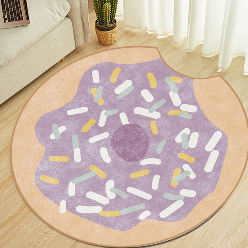 Multicolor Kids Carpet Polypropylene Donut Pattern Carpet Pet-Friendly Washable Non-Slip Rug for the Children's Room