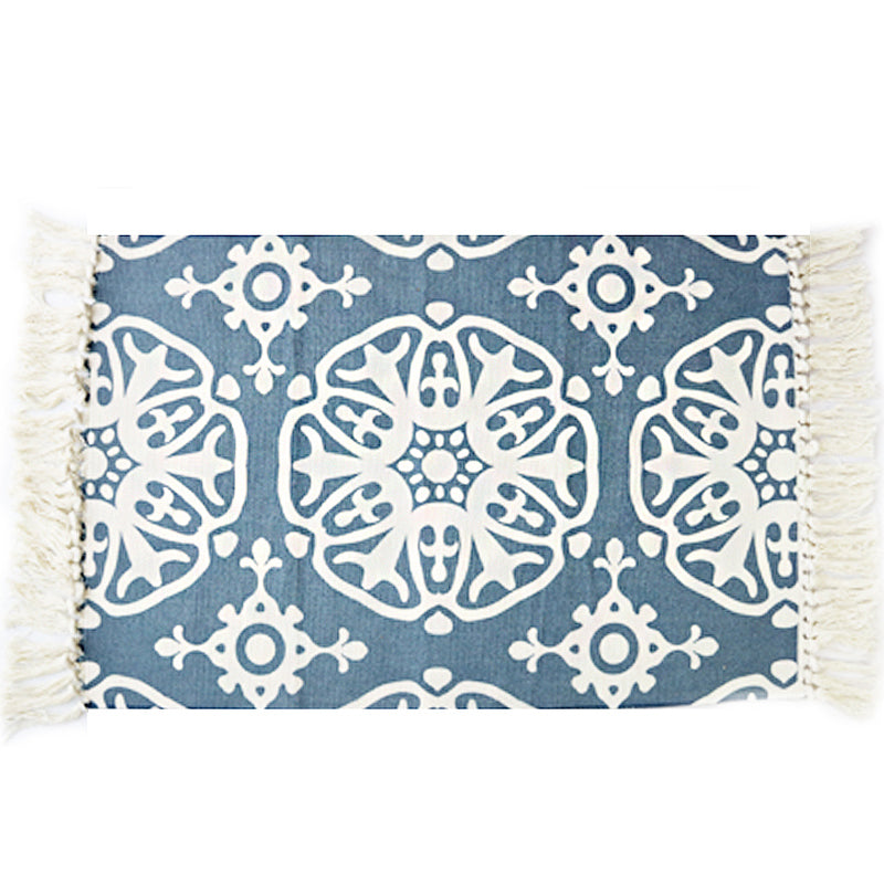 Multicolor Tribal Pattern Rug Cotton Southwestern Rug Washable Non-Slip Pet-Friendly Rug for the Living Room