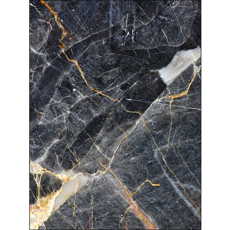 Black Living Room Rug Modernism Marble Surface Pattern Rug Polyester Machine Washable Non-Slip Backing Rug