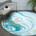 Modern Watercolor Pattern Area Rug Blue Polyester Carpet Non-Slip Pet-Friendly Washable Rug for Study