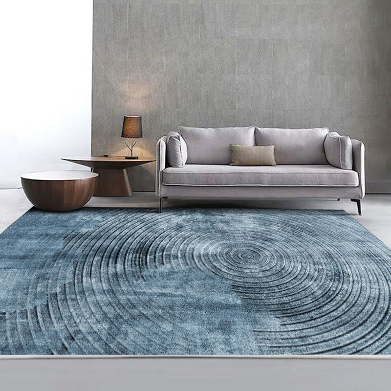 Blue concentric circle pattern rug Synthetic industrial rug Washable Non-slip backing rug for decoration