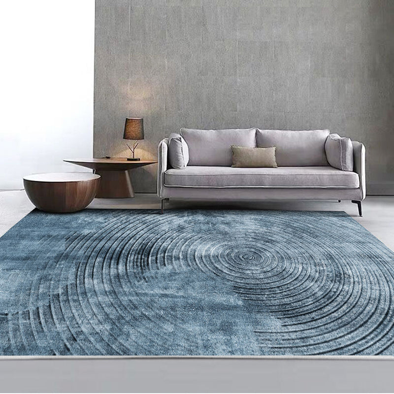 Blue concentric circle pattern rug Synthetic industrial rug Washable Non-slip backing rug for decoration