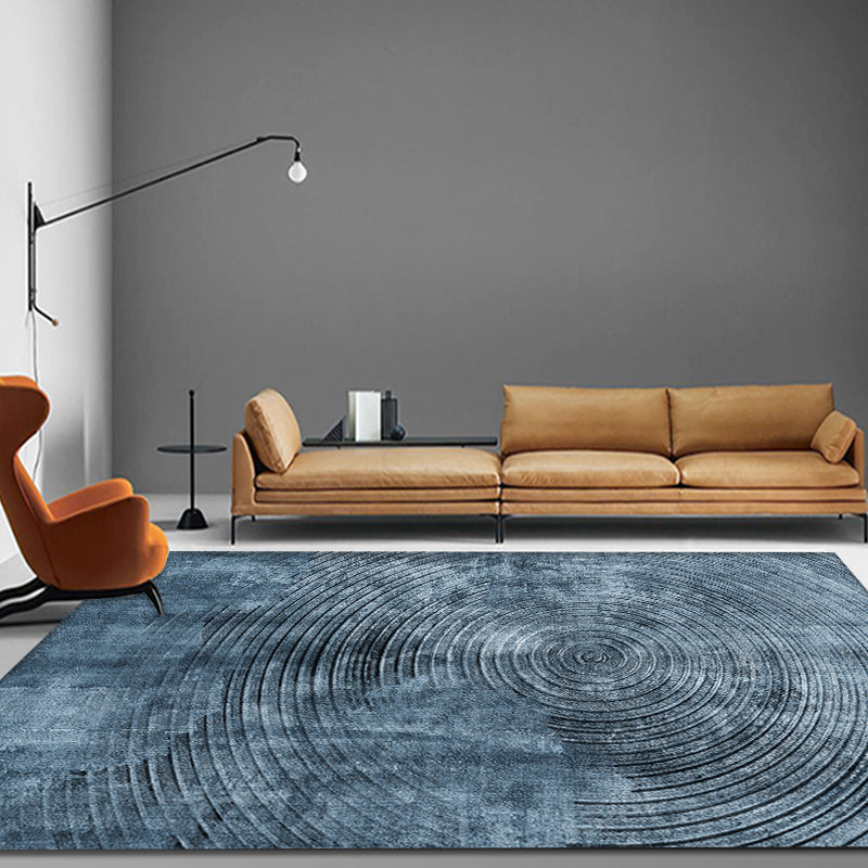 Blue concentric circle pattern rug Synthetic industrial rug Washable Non-slip backing rug for decoration
