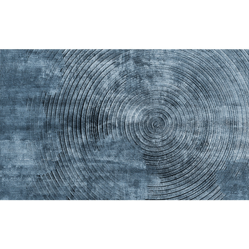 Blue concentric circle pattern rug Synthetic industrial rug Washable Non-slip backing rug for decoration
