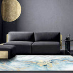 Modern Abstract Carpet Blue Synthetic Carpet Non-Slip Pet-Friendly Washable Carpet for Home