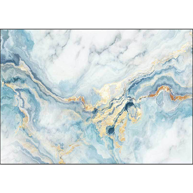 Modern Abstract Carpet Blue Synthetic Carpet Non-Slip Pet-Friendly Washable Carpet for Home