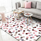 Multicolored bedroom carpet Modernist geometric pattern carpet Polyester anti-slip backing washable carpet
