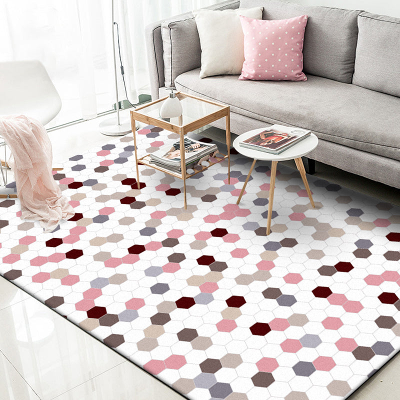 Multicolored bedroom carpet Modernist geometric pattern carpet Polyester anti-slip backing washable carpet
