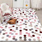 Multicolored bedroom carpet Modernist geometric pattern carpet Polyester anti-slip backing washable carpet