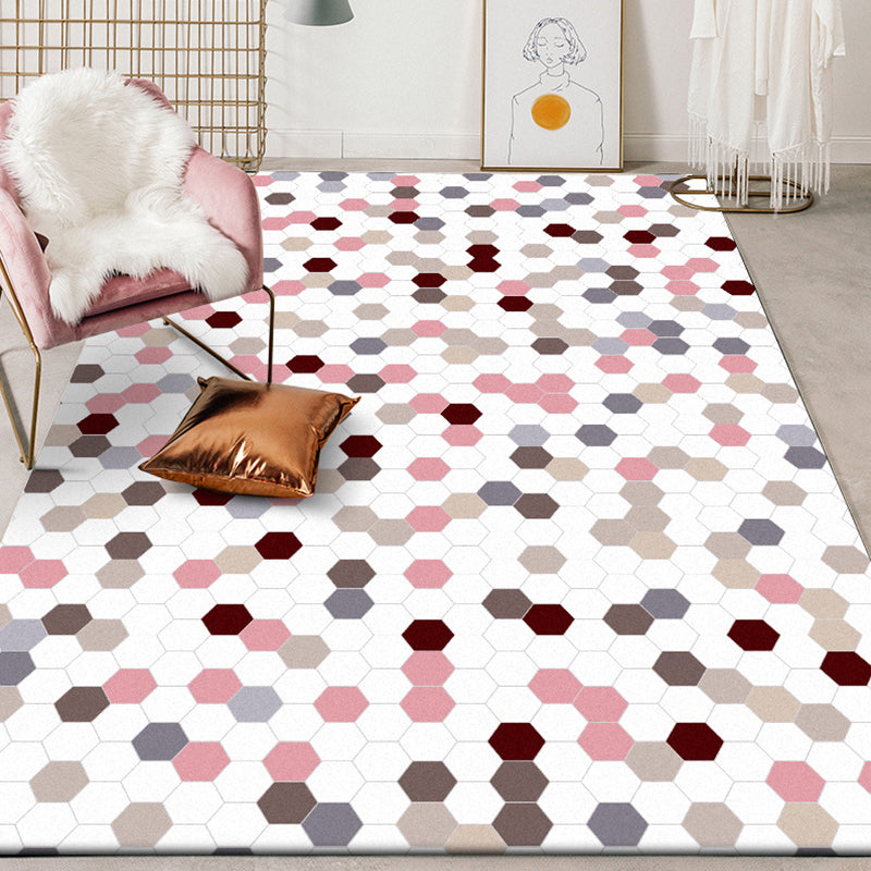 Multicolored bedroom carpet Modernist geometric pattern carpet Polyester anti-slip backing washable carpet