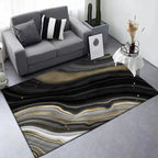 Simple Swirled Striped Pattern Rug Black Nordic Rug Polyester Washable Non-Slip Pet-Friendly Rug for the Living Room