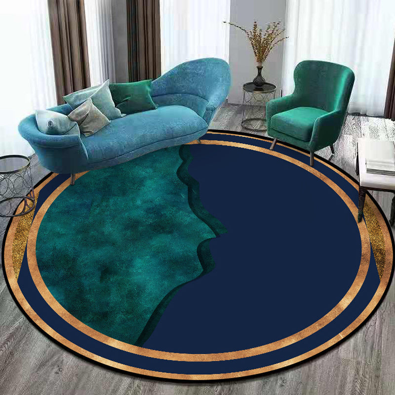 Elegant abstract rug Blue Modern rug Polyester Pet-friendly Washable Non-slip rug for decoration