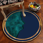 Elegant abstract rug Blue Modern rug Polyester Pet-friendly Washable Non-slip rug for decoration