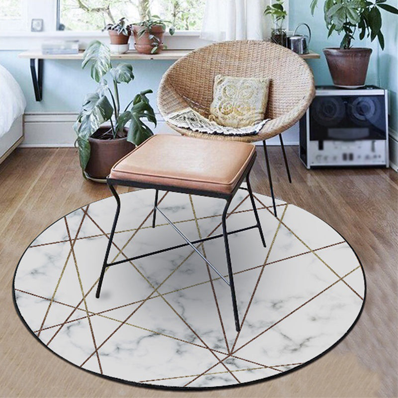Simple marble surface pattern carpet white modernist carpet polyester non-slip pet friendly washable carpet for the study