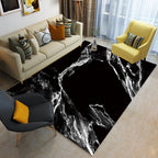 Casual Abstract Rug Black and White Modernist Area Rug Polyester Non-Slip Pet-Friendly Washable Rug for the Living Room
