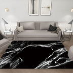 Casual Abstract Rug Black and White Modernist Area Rug Polyester Non-Slip Pet-Friendly Washable Rug for the Living Room